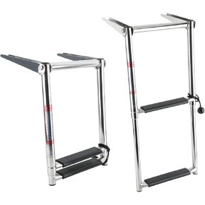 Amarine Made 2 Step Telescoping Swim Marine Boat Ladder Stainless with Built in Handle