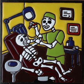 6x6 Dentist. Day-of-The-Dead Clay Tile