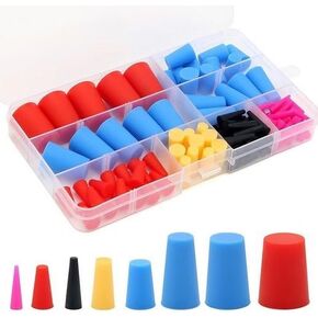 HEALLILY 110pcs Silicone Rubber Tapered lab Plug High-Temperature Resistant Rubber Stoppers for Hole Plugs, Spraying, Coating, Painting Protection