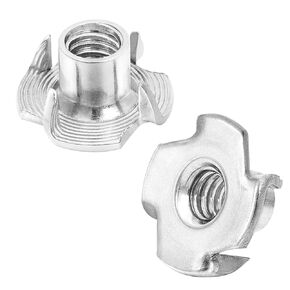 M6 T-Nut, Barrel Length 8mm, 304 Stainless Steel Threaded Insert, 4-Pronged Tee Nut for Wood, Rock Climbing Holds,Cabinetry, Furniture, 25 PCS