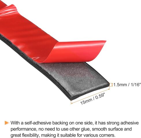 شرائط مطاطية لاصقة من uxcell، مقاس 0.6 بوصة عرض × 1/16 بوصة طول × 6 بوصة طول، لفات من مطاط النيوبرين الصلب مع دعم لاصق للحرف اليدوية in Kuwait