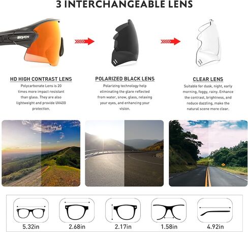 Polarized Cycling Glasses Sports Sunglasses for Men Women UV400 bicycle MTB Mountain Bike Glass with 3 Lenses in Saudi Arabia