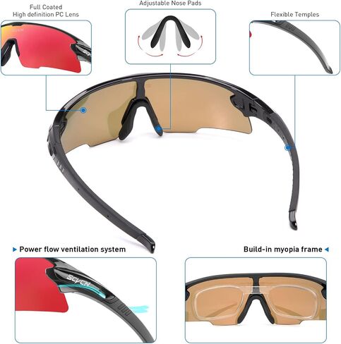 Polarized Cycling Glasses Sports Sunglasses for Men Women UV400 bicycle MTB Mountain Bike Glass with 3 Lenses in Saudi Arabia
