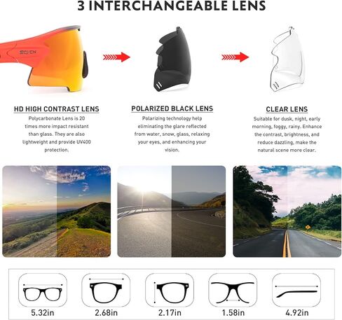 Polarized Cycling Glasses Sports Sunglasses for Men Women UV400 bicycle MTB Mountain Bike Glass with 3 Lenses in Saudi Arabia