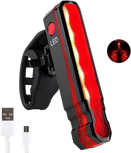 مصباح خلفي للدراجة من BESTSUN، ضوء خلفي للدراجة بالليزر قابل لإعادة الشحن USB 5 مصابيح LED لركوب الدراجات مقاومة للماء 6 أوضاع إضاءة للدراجة مصباح تحذير للسلامة للركوب الليلي in Kuwait