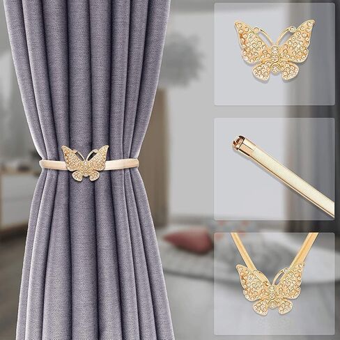 Home Chic Yang HCY 1 Pair Lovely Butterfly Curtain Tiebacks Curtain Buckle Drapery Holdbacks Curtain Straps No Tools Required (Silver) in Saudi Arabia