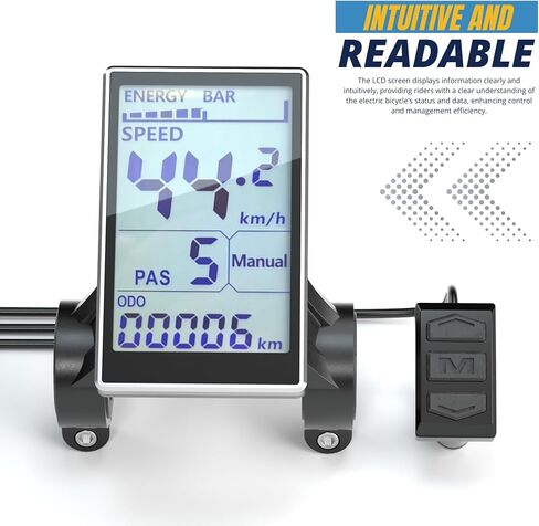 شاشة EBike، وحدة تحكم Ebike مقاومة للماء مع موصل مقاوم للماء، شاشة LCD EBike 24V 36V 48V 52V 60V للسكوتر الكهربائي للدراجة الإلكترونية، مقود 31.8 مم 22.2 مم (ترقية M5) in Saudi Arabia