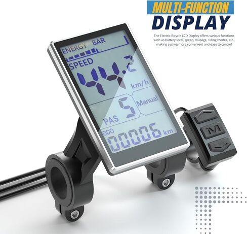 شاشة EBike، وحدة تحكم Ebike مقاومة للماء مع موصل مقاوم للماء، شاشة LCD EBike 24V 36V 48V 52V 60V للسكوتر الكهربائي للدراجة الإلكترونية، مقود 31.8 مم 22.2 مم (ترقية M5) in Saudi Arabia