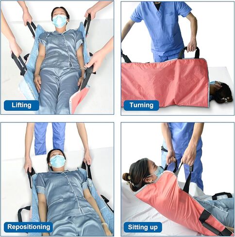 وسادة سرير لتحديد المواقع بمقابض معززة مقاس 42.9 بوصة × 26.8 بوصة - مرتبة قابلة لإعادة الاستخدام ومضادة للتسرب مع 4 طبقات من الحماية للدوران والرفع وإعادة الوضع - مثالية لسلس البول in Kuwait