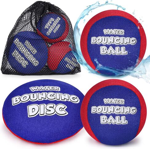 Shindel 2PCS Skip Balls with Skip Disc and Storage Bag, Water Skip Balls Blue Orange Water Bouncing Balls for Swimming Pool Beach Toys Great for All Ages in Saudi Arabia