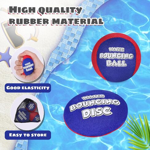 Shindel 2PCS Skip Balls with Skip Disc and Storage Bag, Water Skip Balls Blue Orange Water Bouncing Balls for Swimming Pool Beach Toys Great for All Ages in Saudi Arabia