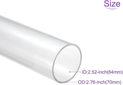 DMiotech 64 مم × 70 مم (2 1/2 بوصة × 2 3/4 بوصة) أنابيب أكريليك شفافة أنابيب بلاستيكية صلبة 10 بوصة لأنابيب مياه حوض السمك، ونظام تبريد المياه، والسباكة in Saudi Arabia