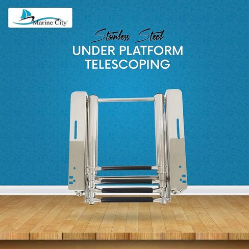 MARINE CITY 316 Stainless Steel Under Platform telescoping Retractable Handrail 4 Steps Ladder for Boat Yacht in Saudi Arabia