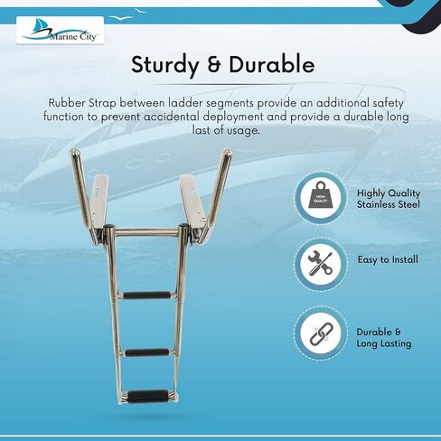 MARINE CITY 316 Stainless Steel Under Platform telescoping Retractable Handrail 4 Steps Ladder for Boat Yacht in Saudi Arabia