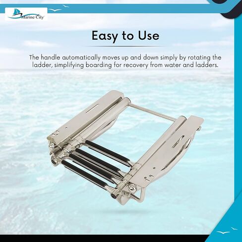 MARINE CITY 316 Stainless Steel Under Platform telescoping Retractable Handrail 4 Steps Ladder for Boat Yacht in Saudi Arabia