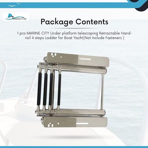 MARINE CITY 316 Stainless Steel Under Platform telescoping Retractable Handrail 4 Steps Ladder for Boat Yacht in Saudi Arabia