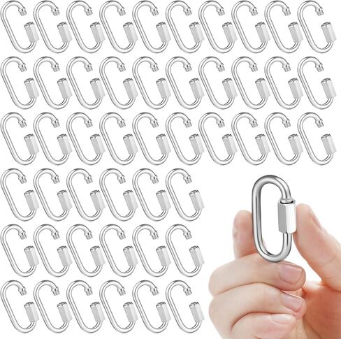 Blulu 50 Pcs Stainless Steel Quick Chain Link M5, 1.97 Inch, 648lbs D Shape Locking Chain Hooks Chain Link Connector for Safety Chain Swing Gym Hammock, Screw Lock Oval in Saudi Arabia