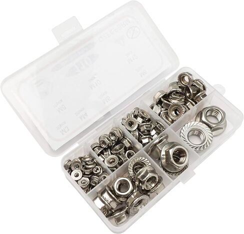 110PCS 304 Stainless Steel Hex Flange Nuts Assortment Kit, 7 Metric Sizes M3 M4 M5 M6 M8 M10 M12 in Saudi Arabia