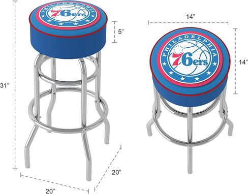 Trademark Global Bar Stool - Philadelphia 76ers Logo Stool with Foam Padded Seat - Swivel Chair for Game Room, Garage, or Home Bar in Saudi Arabia