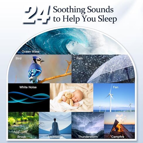 ساعة منبه لآلة الصوت من هاوسباي مع ضوء ليلي، أصوات مهدئة للنوم، ساعة قابلة للتعتيم لغرفة النوم، مكبر صوت بلوتوث، آلة ضوضاء بيضاء للأطفال البالغين والأطفال in Kuwait