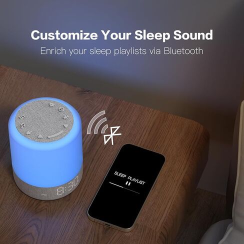 ساعة منبه لآلة الصوت من هاوسباي مع ضوء ليلي، أصوات مهدئة للنوم، ساعة قابلة للتعتيم لغرفة النوم، مكبر صوت بلوتوث، آلة ضوضاء بيضاء للأطفال البالغين والأطفال in Kuwait