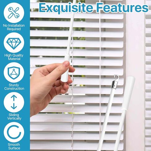 4 Pcs 17 Inches Blinds Wand Replacement, Blind Tilt Wand with Hook and Handle, Fiberglass Window Blind Wand for Windows, Curtain Shades, Venetian Blinds(White) in Kuwait