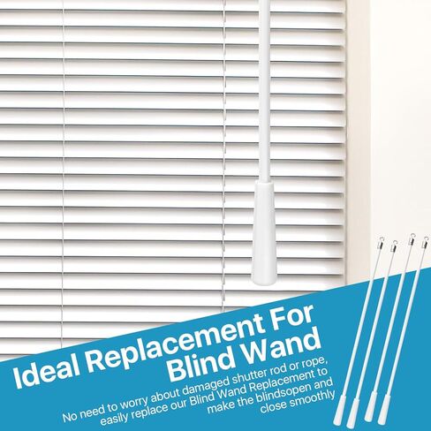 4 Pcs 17 Inches Blinds Wand Replacement, Blind Tilt Wand with Hook and Handle, Fiberglass Window Blind Wand for Windows, Curtain Shades, Venetian Blinds(White) in Kuwait