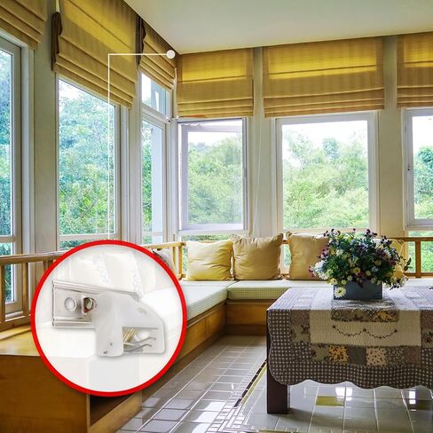 Amazing Drapery Hardware White Roman Shade Cord Lock with Brass Wheels - Holds up to 3 Lift Cords, Suitable for Roman and Woven Wood Shades - 2-Pack in Kuwait