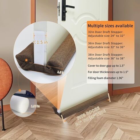 Door Draft Stopper, Door Sweep, Cutable Soundproofing Strip, Noise Cancelling Door Seal, Door Gap Filler, Door Bottom Seal Strip for Bottom of Door (32 Inches, Grey) in Saudi Arabia