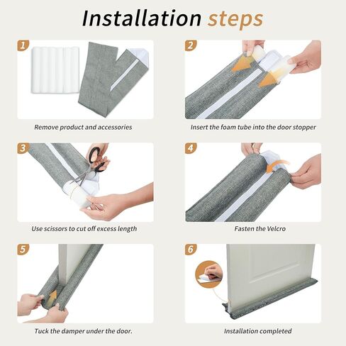 Door Draft Stopper, Door Sweep, Cutable Soundproofing Strip, Noise Cancelling Door Seal, Door Gap Filler, Door Bottom Seal Strip for Bottom of Door (32 Inches, Grey) in Saudi Arabia