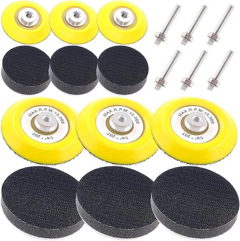 Swpeet 10Pcs 3 Inch (75mm) Sanding Discs Pad Kit, Including 5Pcs 1/4" Shank Drill Attachment Backing Pads and 5Pcs Soft Foam Layer Buffering Pad for Hook and Loop Sanding Pad Drill Grinder in Saudi Arabia