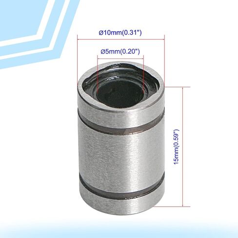 Aopin LM5UU Cylinder Linear Motion Ball Bearing, ID 5mm, OD 10mm Linear Ball Bearings Sae52100 Carbon Steel, 4 Rows of Steel Balls, Great for CNC, 3D Printer, Linear Rail Guide 4 PCS in Saudi Arabia