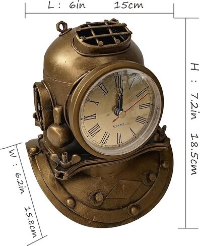 خوذة غوص معدنية من بيرفوتال، ساعة مكتبية، ديكور منزلي، إبداعية، غير موقوتة، تعمل بالبطارية in Kuwait