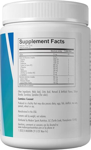 Modern EAA+ Hydration | EAAs + BCAAs Powder | Muscle Recovery, Strength, Endurance & Hydration | 8g Essential Amino Acids + 6g Branched Chain Amino Acids | 30 Servings (Blue Raspberry) in Saudi Arabia