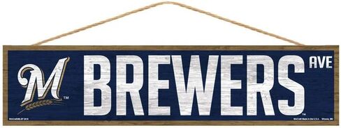 تصميم Wincraft MLB Milwaukee Brewers SignWood Avenue، لون الفريق، 4x17 in Saudi Arabia