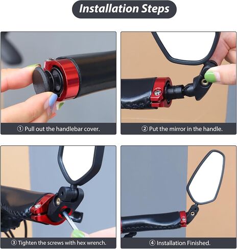 2 Pack Bike Mirror Handlebar Mirror 360°Angle Adjustable Rear View Universal Mirror for Left and Right Flat Handlebar for Mountain Bike Folding Bike Hybrid Bike, Pair in Saudi Arabia