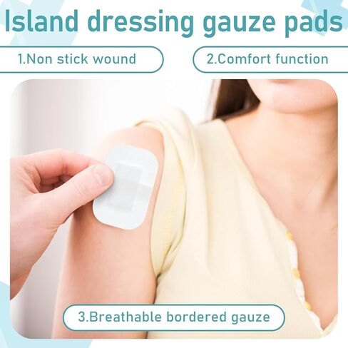 80 قطعة من ضمادات الشاش ذات الحدود لجزيرة الشاش، 2 × 3 بوصة، 2.4 × 4 بوصة، 4 × 4 بوصة، 4 × 10 بوصة، ضمادات ملفوفة بشكل فردي مع حدود لاصقة قابلة للتنفس in Kuwait