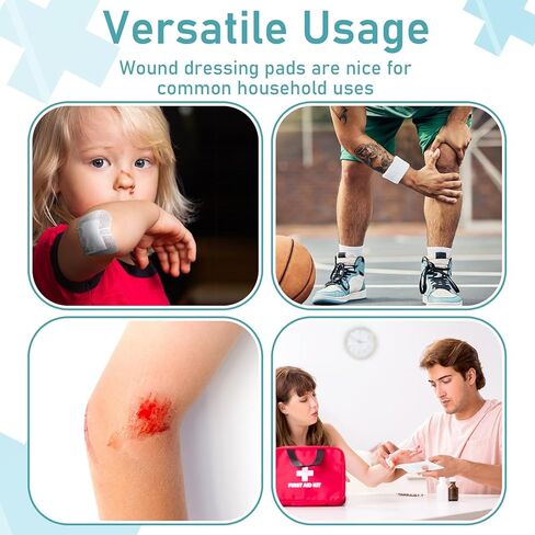 80 قطعة من ضمادات الشاش ذات الحدود لجزيرة الشاش، 2 × 3 بوصة، 2.4 × 4 بوصة، 4 × 4 بوصة، 4 × 10 بوصة، ضمادات ملفوفة بشكل فردي مع حدود لاصقة قابلة للتنفس in Kuwait