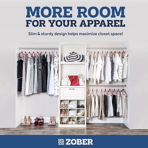 Zober Velvet Hangers 50 Pack - شماعات سوداء شديدة التحمل للمعاطف والسراويل وملابس الفساتين - مجموعة شماعات ملابس غير قابلة للانزلاق - شماعات لباد موفرة للمساحة للملابس in Saudi Arabia