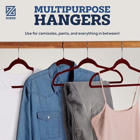 Zober Velvet Hangers 50 Pack - شماعات سوداء شديدة التحمل للمعاطف والسراويل وملابس الفساتين - مجموعة شماعات ملابس غير قابلة للانزلاق - شماعات لباد موفرة للمساحة للملابس in Saudi Arabia