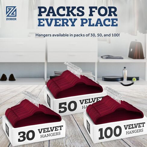 Zober Velvet Hangers 50 Pack - شماعات سوداء شديدة التحمل للمعاطف والسراويل وملابس الفساتين - مجموعة شماعات ملابس غير قابلة للانزلاق - شماعات لباد موفرة للمساحة للملابس in Saudi Arabia