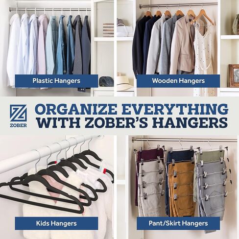 Zober Velvet Hangers 50 Pack - شماعات سوداء شديدة التحمل للمعاطف والسراويل وملابس الفساتين - مجموعة شماعات ملابس غير قابلة للانزلاق - شماعات لباد موفرة للمساحة للملابس in Saudi Arabia