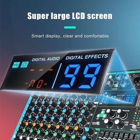 MIX-8 Professional DJ Audio Mixer مدخل 8 قنوات مع شريحة DPS Reverb 99 بت وتسجيل USB بلوتوث وتشغيل MP3 للمرحلة والبار والاستوديو (MIX-8) in Kuwait