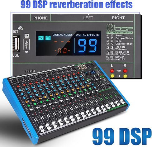 MIX-8 Professional DJ Audio Mixer مدخل 8 قنوات مع شريحة DPS Reverb 99 بت وتسجيل USB بلوتوث وتشغيل MP3 للمرحلة والبار والاستوديو (MIX-8) in Saudi Arabia