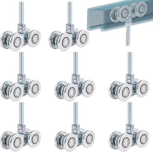 8 PCS Wheel Rollers, Gate Trolley Assembly Barn Door Rollers with 0.47 Inches Threads, 360-Degree Beam Trolley Rollers Applied for Mount Heavy Barn or Shed Sliding Doors in Saudi Arabia