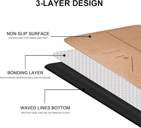 سجادة اليوجا، سجادة لياقة بدنية كبيرة من الفلين عريضة جدًا، بساط تمرين غير قابل للانزلاق مع حقيبة حمل، بساط تمرين صديق للبيئة للبيلاتيس والجمباز والتأمل والتمارين الأرضية للرجال والنساء (183 × 81 × 0.6 سم) in Kuwait