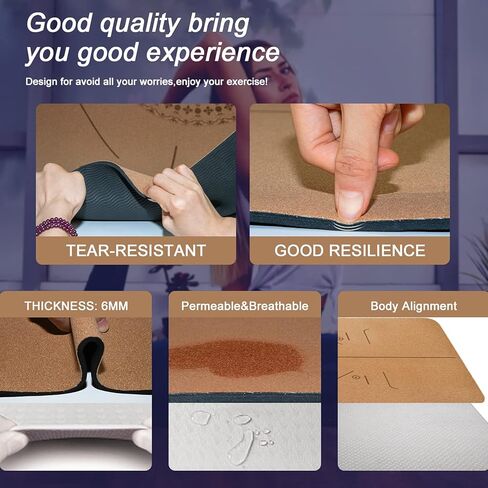سجادة اليوجا، سجادة لياقة بدنية كبيرة من الفلين عريضة جدًا، بساط تمرين غير قابل للانزلاق مع حقيبة حمل، بساط تمرين صديق للبيئة للبيلاتيس والجمباز والتأمل والتمارين الأرضية للرجال والنساء (183 × 81 × 0.6 سم) in Kuwait