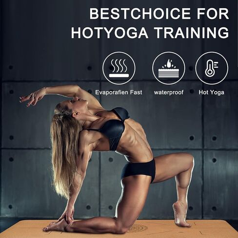 سجادة اليوجا، سجادة لياقة بدنية كبيرة من الفلين عريضة جدًا، بساط تمرين غير قابل للانزلاق مع حقيبة حمل، بساط تمرين صديق للبيئة للبيلاتيس والجمباز والتأمل والتمارين الأرضية للرجال والنساء (183 × 81 × 0.6 سم) in Kuwait