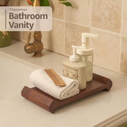 Large Brown Wood Riser for Home Decor, Kitchen Sink Counter Organizer, Wooden Pedestal Stand Coffee Table, Bathroom Accessories, Soap Dispenser Holder, Vanity Decorative Display Tray, Plant Stand in Saudi Arabia