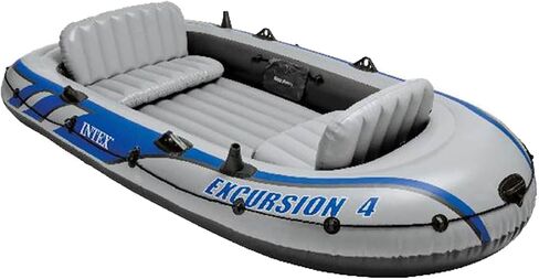 Intex Excursion 4 Inflatable River/Lake Boat Raft Set & Motor Mount Kit in Saudi Arabia